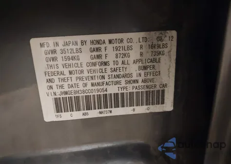 2012 Honda Fit z USA, uszkodzony, nr VIN JHMGE8H38CC019054